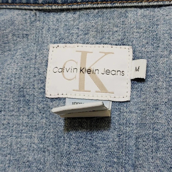 Calvin Klein Denim Jacket / 90s Stonewashed / Metal Button Down / Medium - Picture 6 of 6